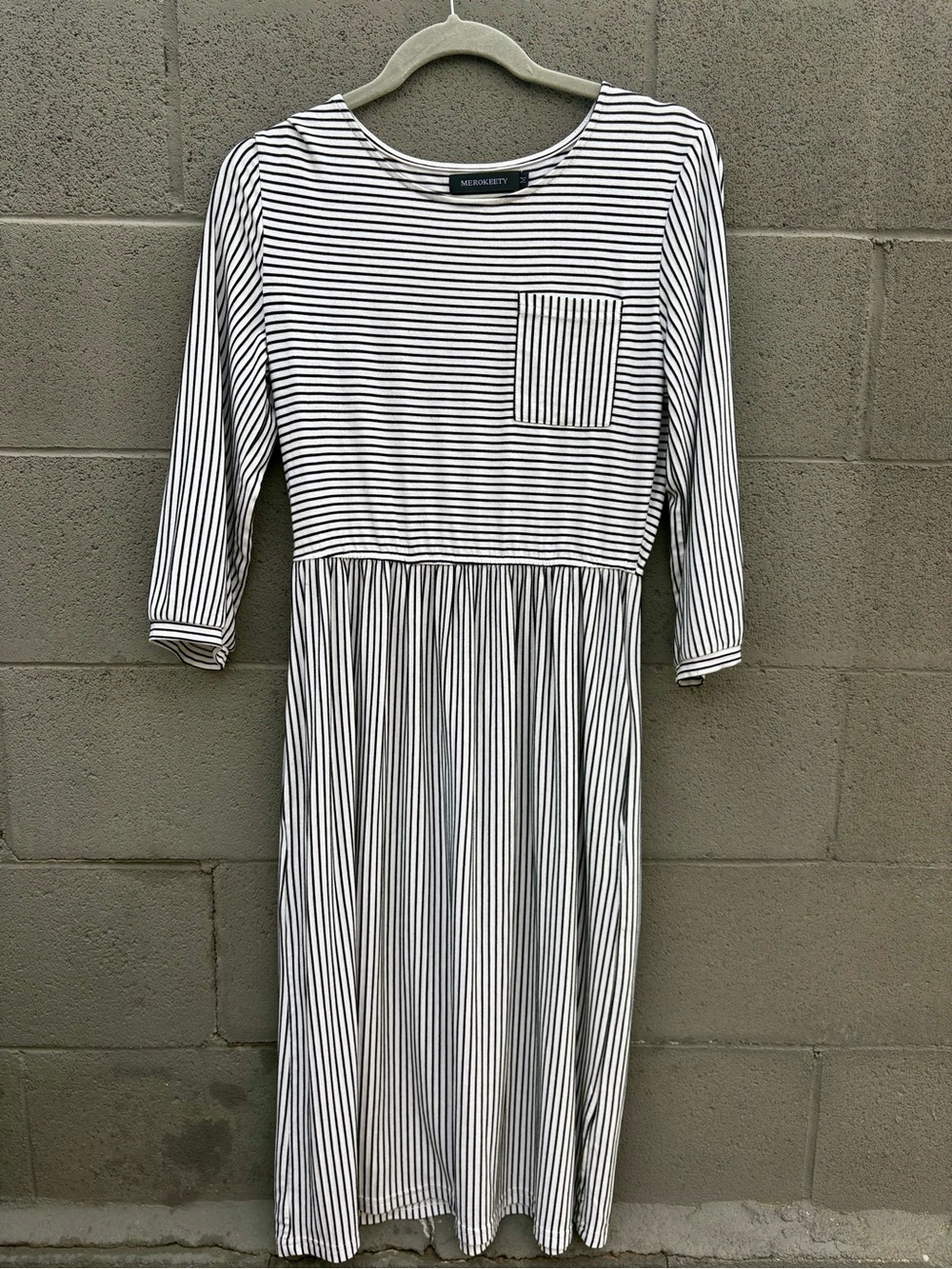 Mercer & Salt Black and White Striped Midi Dress